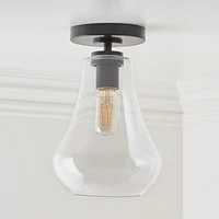 Arren Black Flush Mount Light with Clear Teardrop Shade