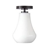 Arren Black Flush Mount Pendant Light with Milk Teardrop Shade