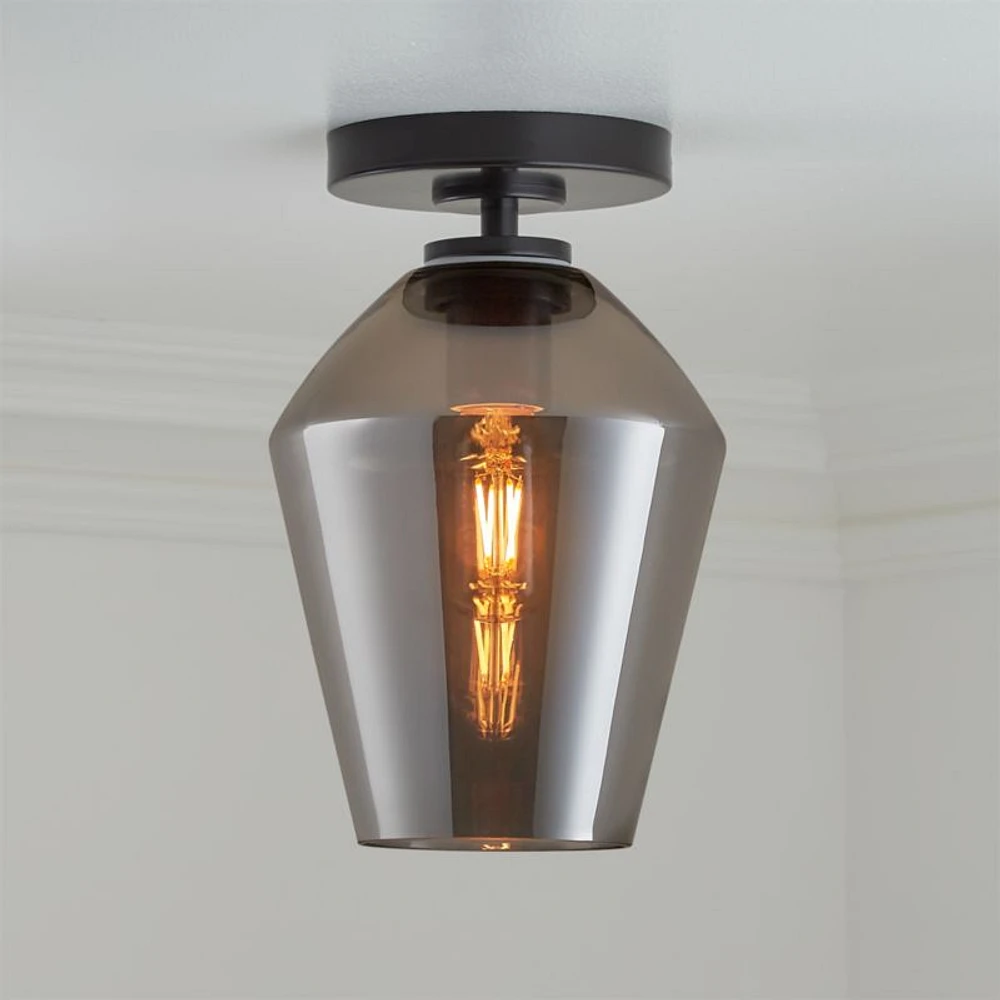 Arren Black Flush Mount Light with Silver Angled Shade