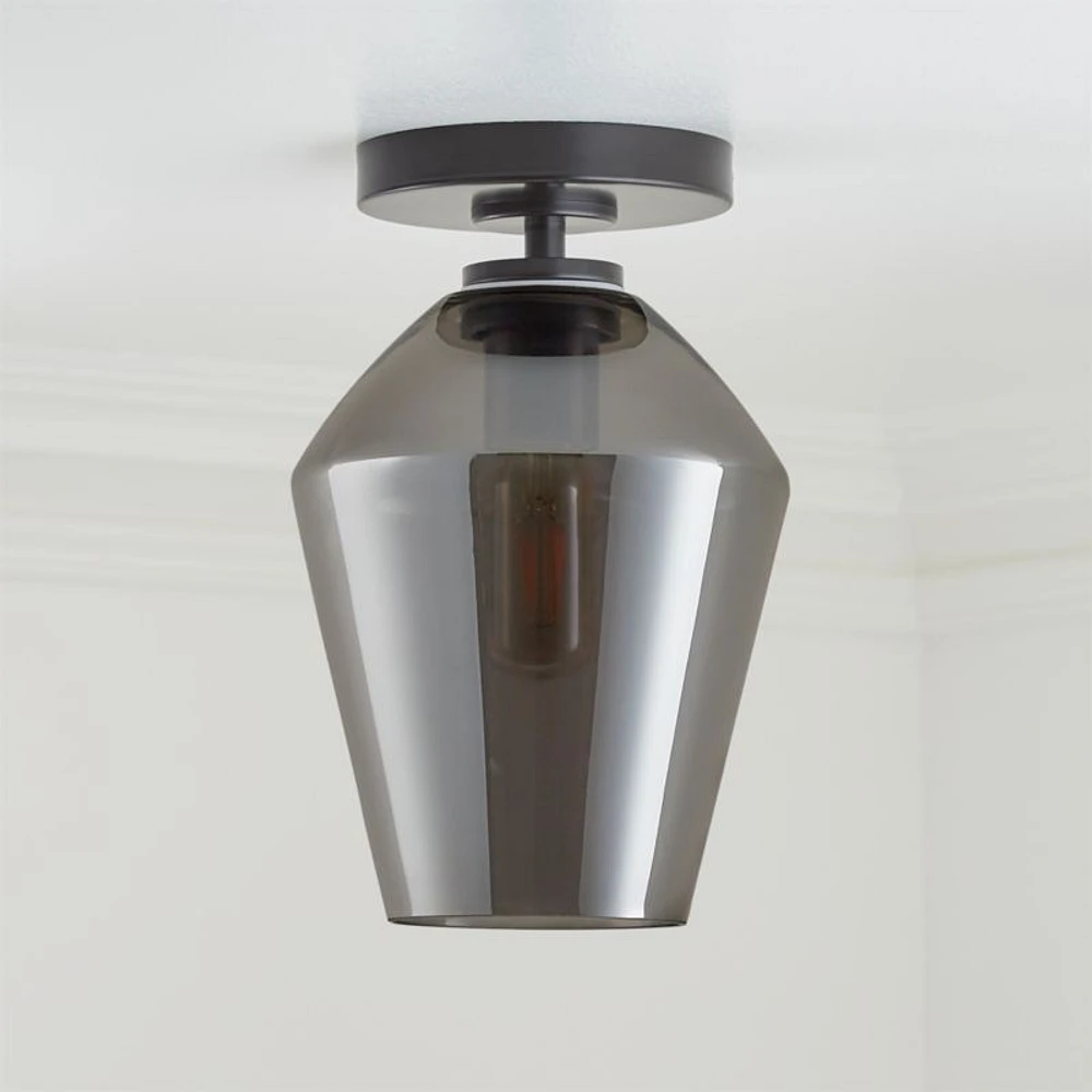 Arren Black Flush Mount Light with Silver Angled Shade