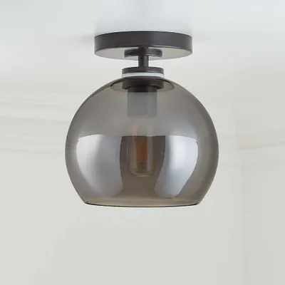 Arren Black Flush Mount Light with Silver Round Shade
