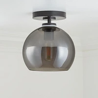 Arren Black Flush Mount Light with Silver Round Shade