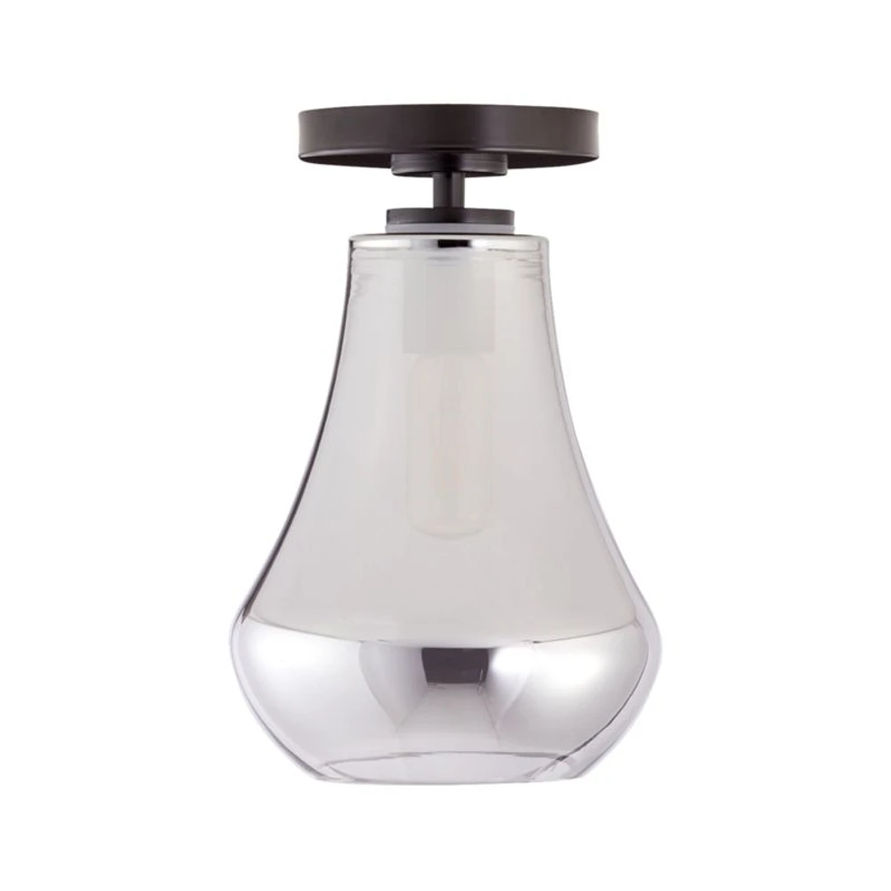 Arren Black Flush Mount Light with Silver Teardrop Shade
