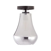 Arren Black Flush Mount Light with Silver Teardrop Shade