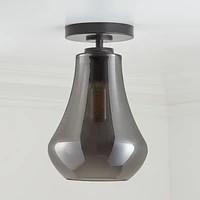 Arren Black Flush Mount Light with Silver Teardrop Shade