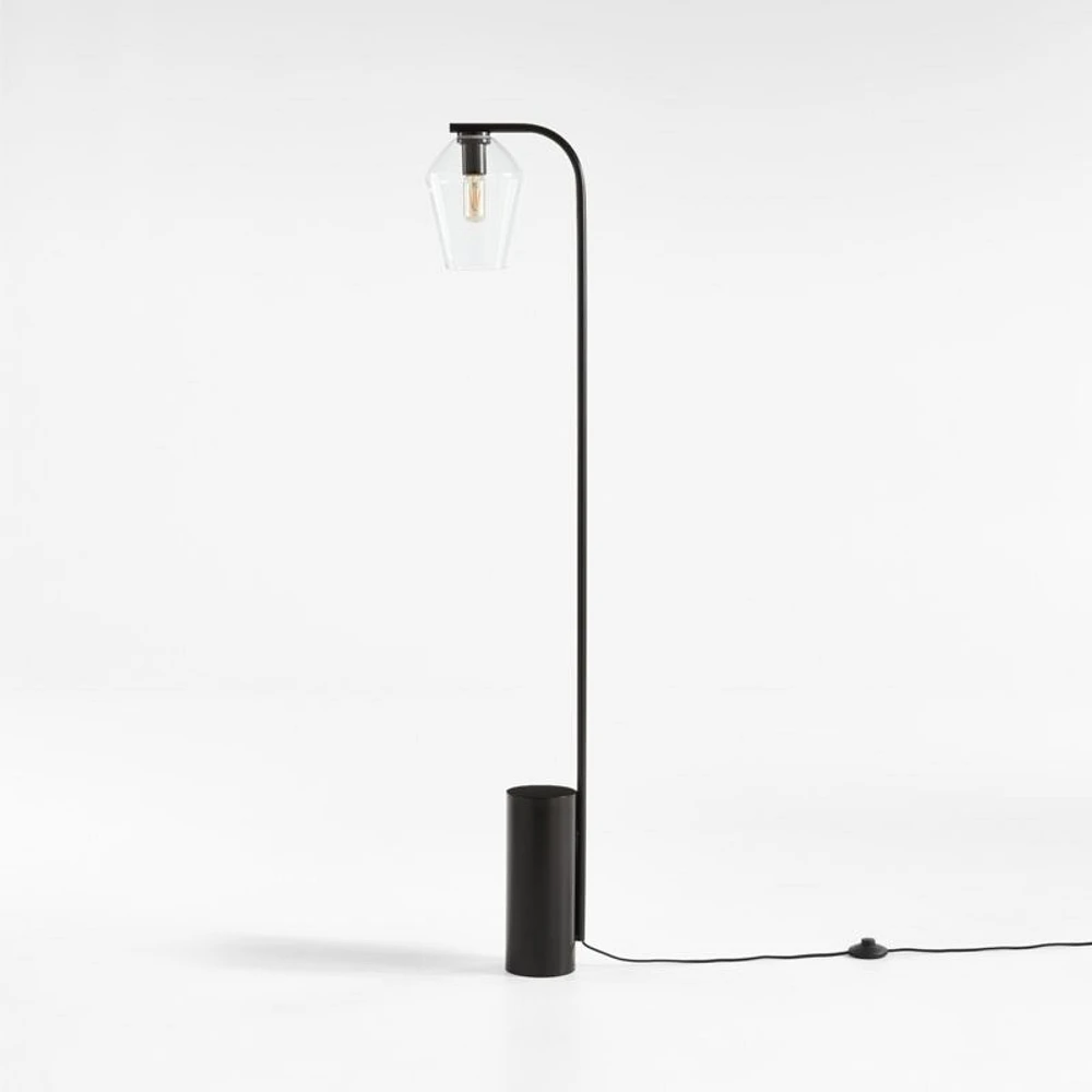 Arren Black Floor Lamp with Clear Angled Shade 56"