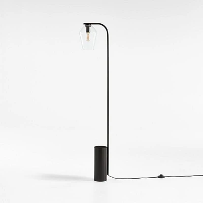Arren Black Floor Lamp with Clear Angled Shade 56"