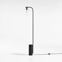 Arren Black Floor Lamp with Clear Angled Shade 56"