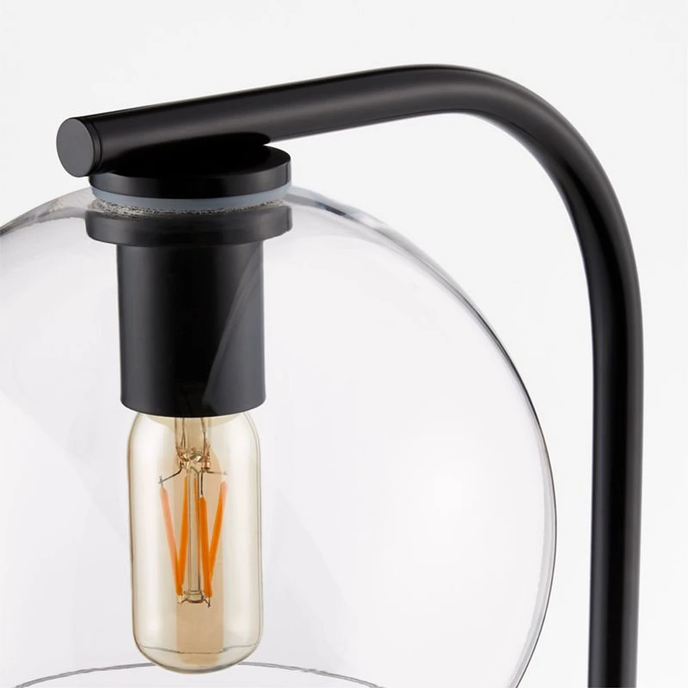 Arren Black Floor Lamp with Clear Round Shade 56"