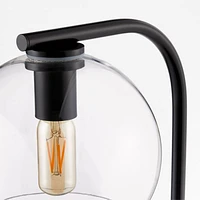 Arren Black Floor Lamp with Clear Round Shade 56"