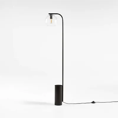 Arren Black Floor Lamp with Clear Round Shade