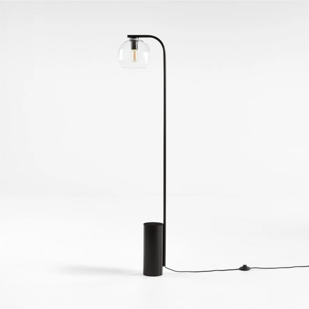 Arren Black Floor Lamp with Clear Round Shade 56"