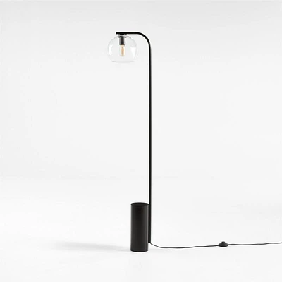 Arren Black Floor Lamp with Clear Round Shade 56"
