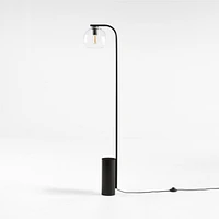 Arren Black Floor Lamp with Clear Round Shade 56"