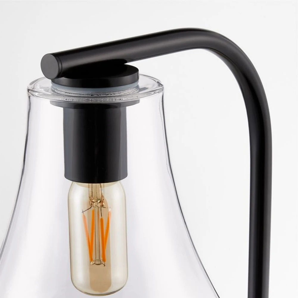 Arren Black Floor Lamp with Clear Teardrop Shade