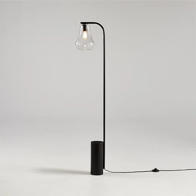 Arren Black Floor Lamp with Clear Teardrop Shade