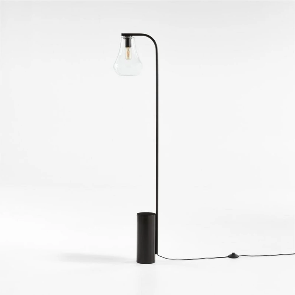 Arren Black Floor Lamp with Clear Teardrop Shade