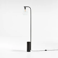 Arren Black Floor Lamp with Clear Teardrop Shade