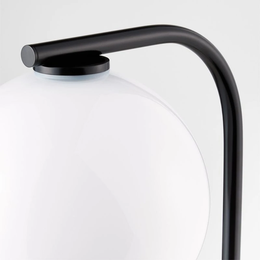 Arren Black Floor Lamp with Milk Round Shade 56"