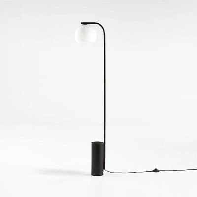 Arren Black Floor Lamp with Milk Round Shade 56"