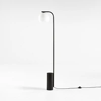 Arren Black Floor Lamp with Milk Round Shade 56"