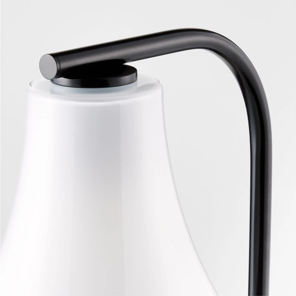 Arren Black Floor Lamp with Milk Teardrop Shade