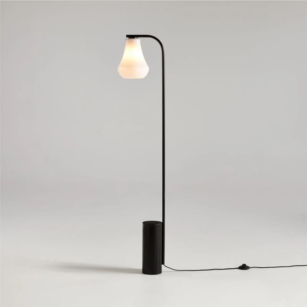 Arren Black Floor Lamp with Milk Teardrop Shade