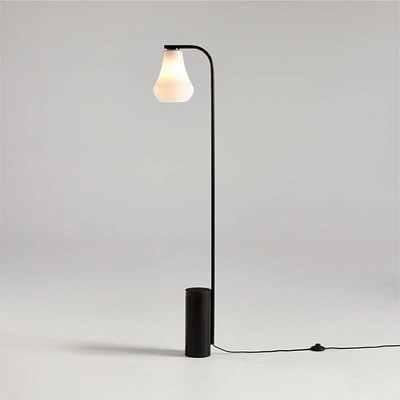 Arren Black Floor Lamp with Milk Teardrop Shade