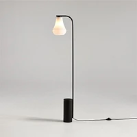 Arren Black Floor Lamp with Milk Teardrop Shade