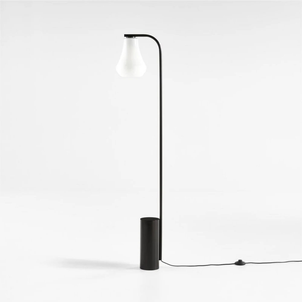 Arren Black Floor Lamp with Milk Teardrop Shade
