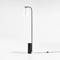 Arren Black Floor Lamp with Milk Teardrop Shade