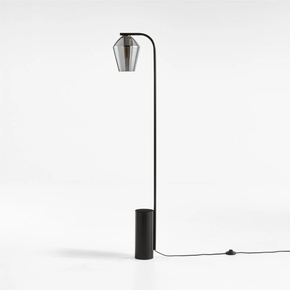 Arren Black Floor Lamp with Silver Angled Shade 56"