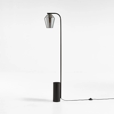 Arren Black Floor Lamp with Silver Angled Shade 56"