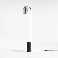 Arren Black Floor Lamp with Silver Angled Shade 56"