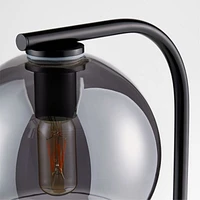 Arren Black Floor Lamp with Silver Round Shade 56"