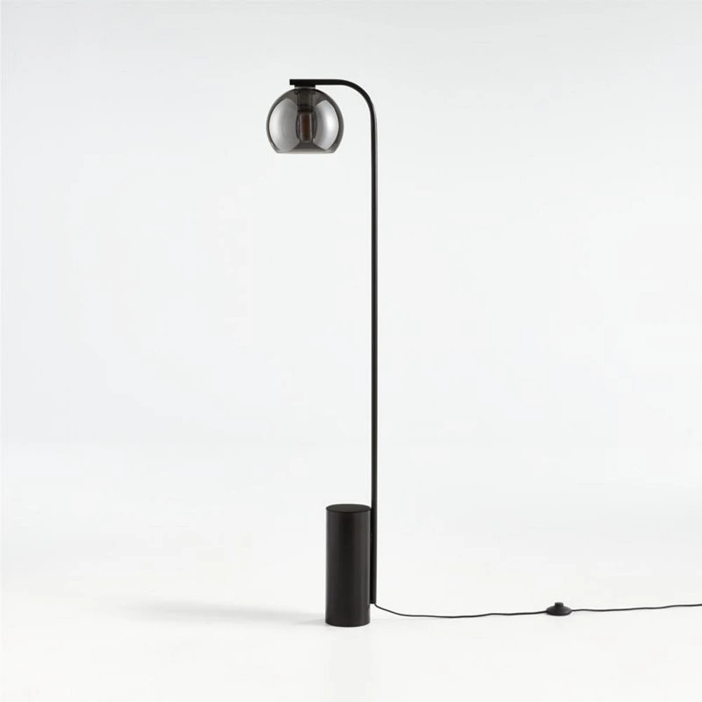 Arren Black Floor Lamp with Silver Round Shade 56"