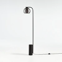 Arren Black Floor Lamp with Silver Round Shade 56"