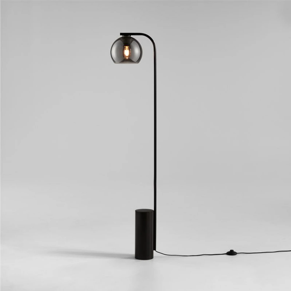 Arren Black Floor Lamp with Silver Round Shade 56"