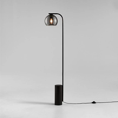Arren Black Floor Lamp with Silver Round Shade 56"
