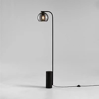 Arren Black Floor Lamp with Silver Round Shade 56"