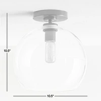 Arren Black Flush Mount Light with Large Round Clear Glass Shade