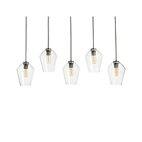Arren Black 5-Light Linear Pendant with Angled Clear Glass Shades