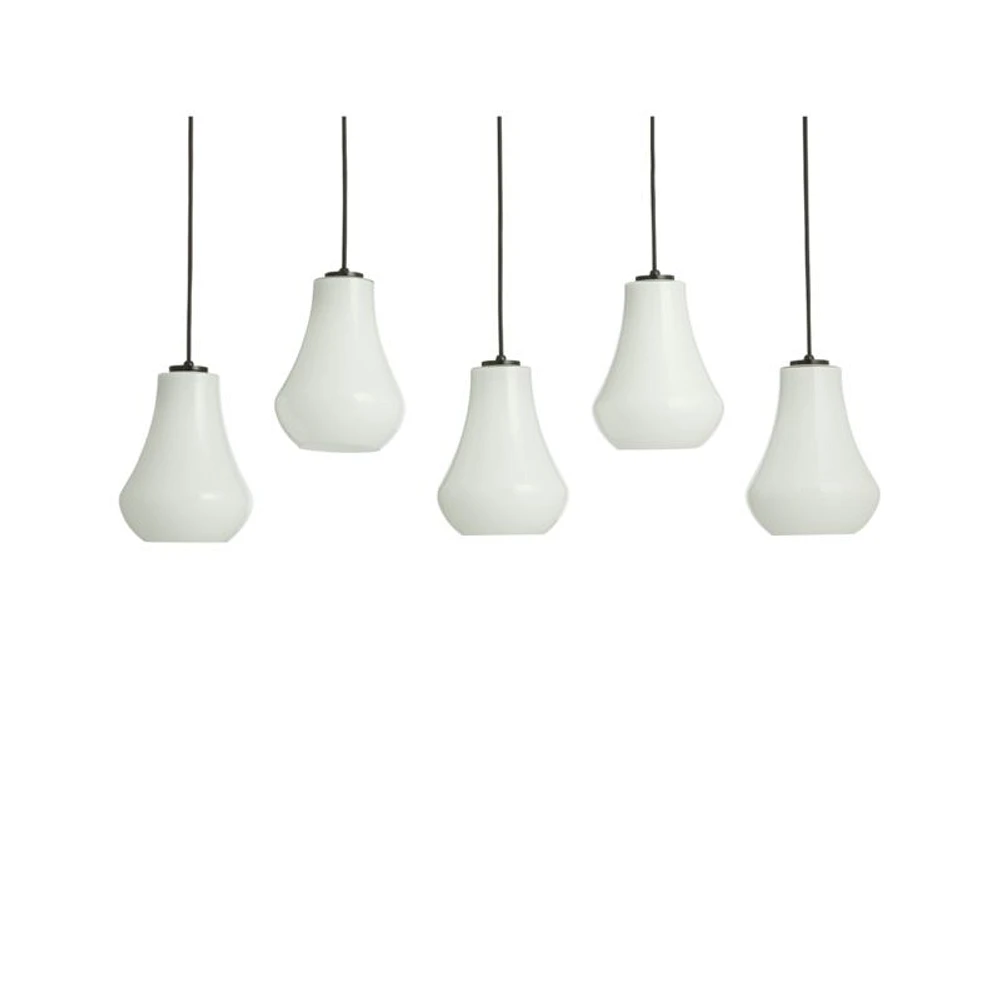 Arren Black 5-Light Linear Pendant with Teardrop Milk Glass Shades