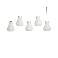 Arren Black 5-Light Linear Pendant with Teardrop Milk Glass Shades