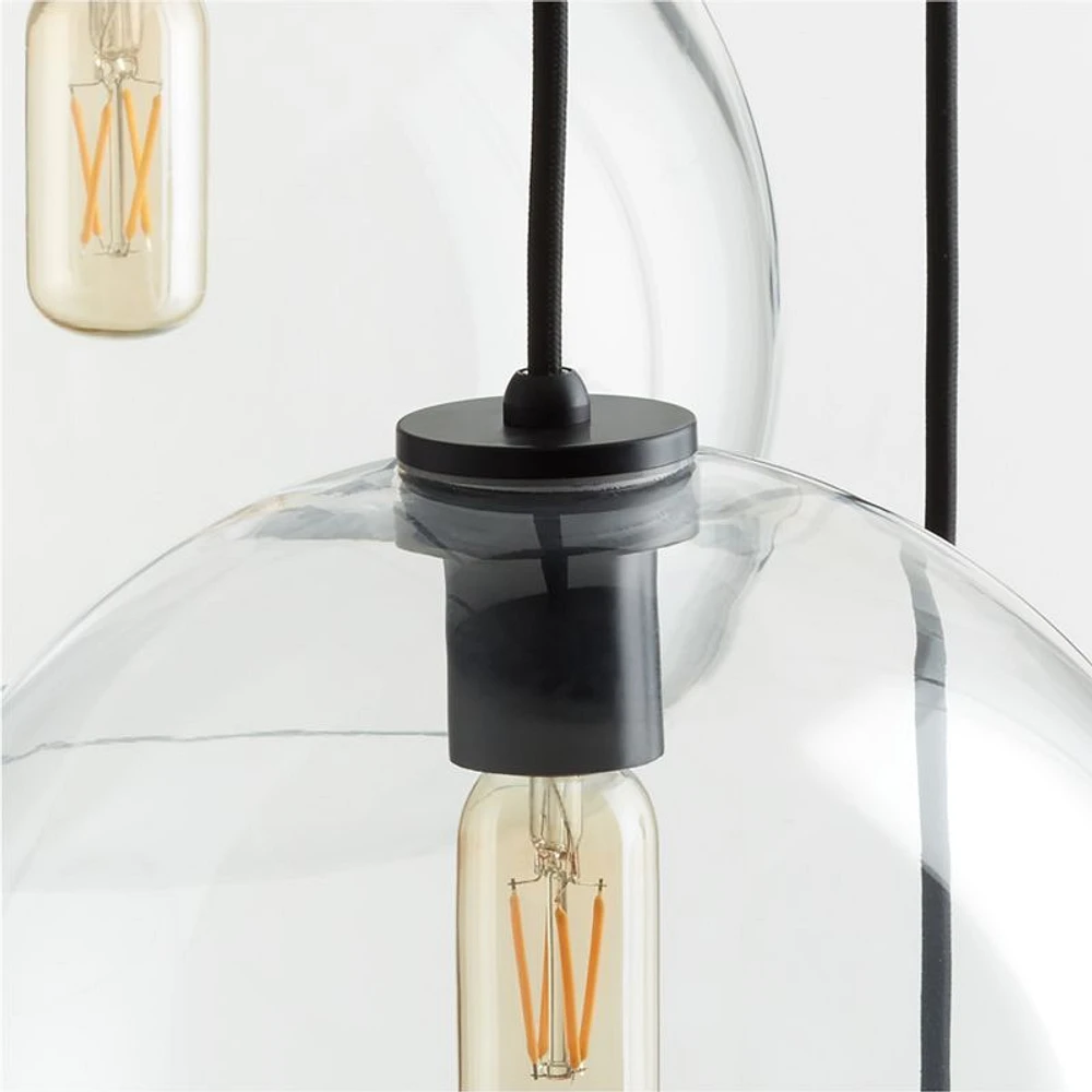 Arren Black 5-Light Round Pendant with Large Round Clear Glass Shades