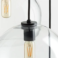 Arren Black 5-Light Round Pendant with Large Round Clear Glass Shades