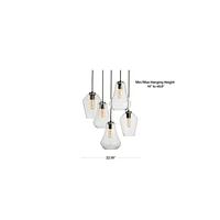 Arren Black 5-Light Round Pendant with Mixed Clear Glass Shades