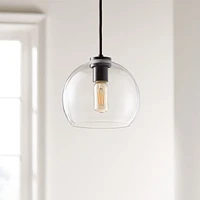 Arren Black Single Pendant Light with Clear Round Shade