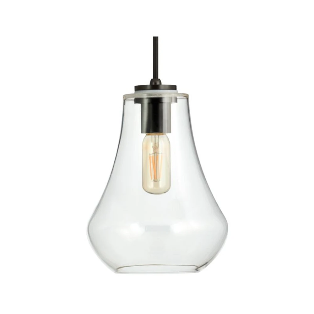 Arren Black Single Pendant Light with Clear Teardrop Shade