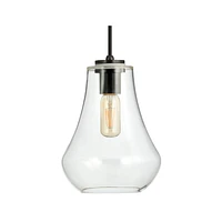 Arren Black Single Pendant Light with Clear Teardrop Shade